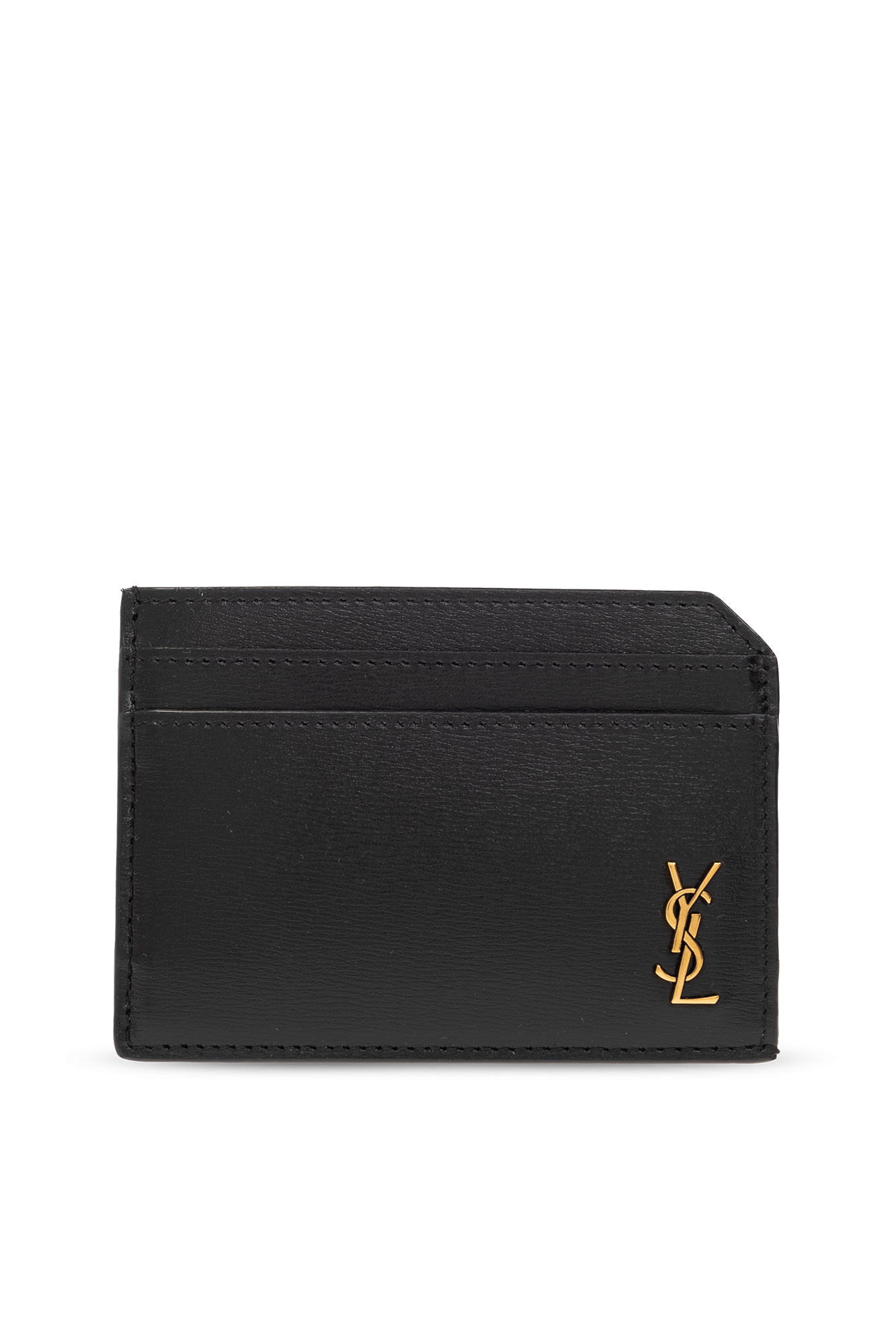 Black Card holder with logo Saint Laurent Vitkac Australia